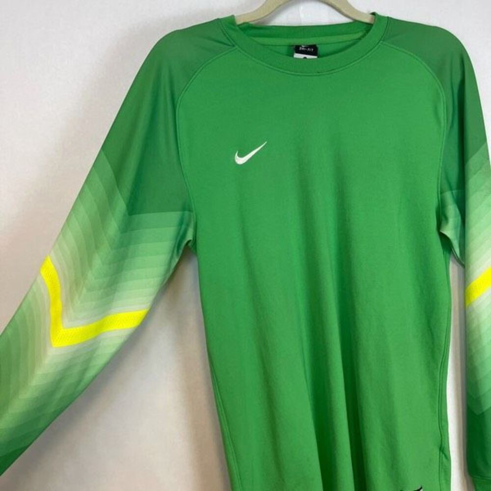 Nike Shirt Men's Medium Green Goalkeeper Soccer Jersey Dri Fit Striped Sports 30 - Picture 7 of 16